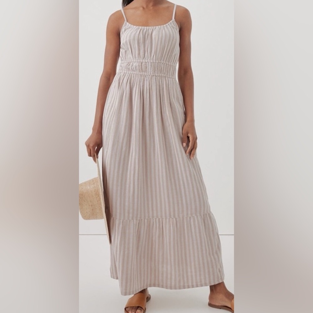 Pact Women's Striped Maxi Dress - Cream and White